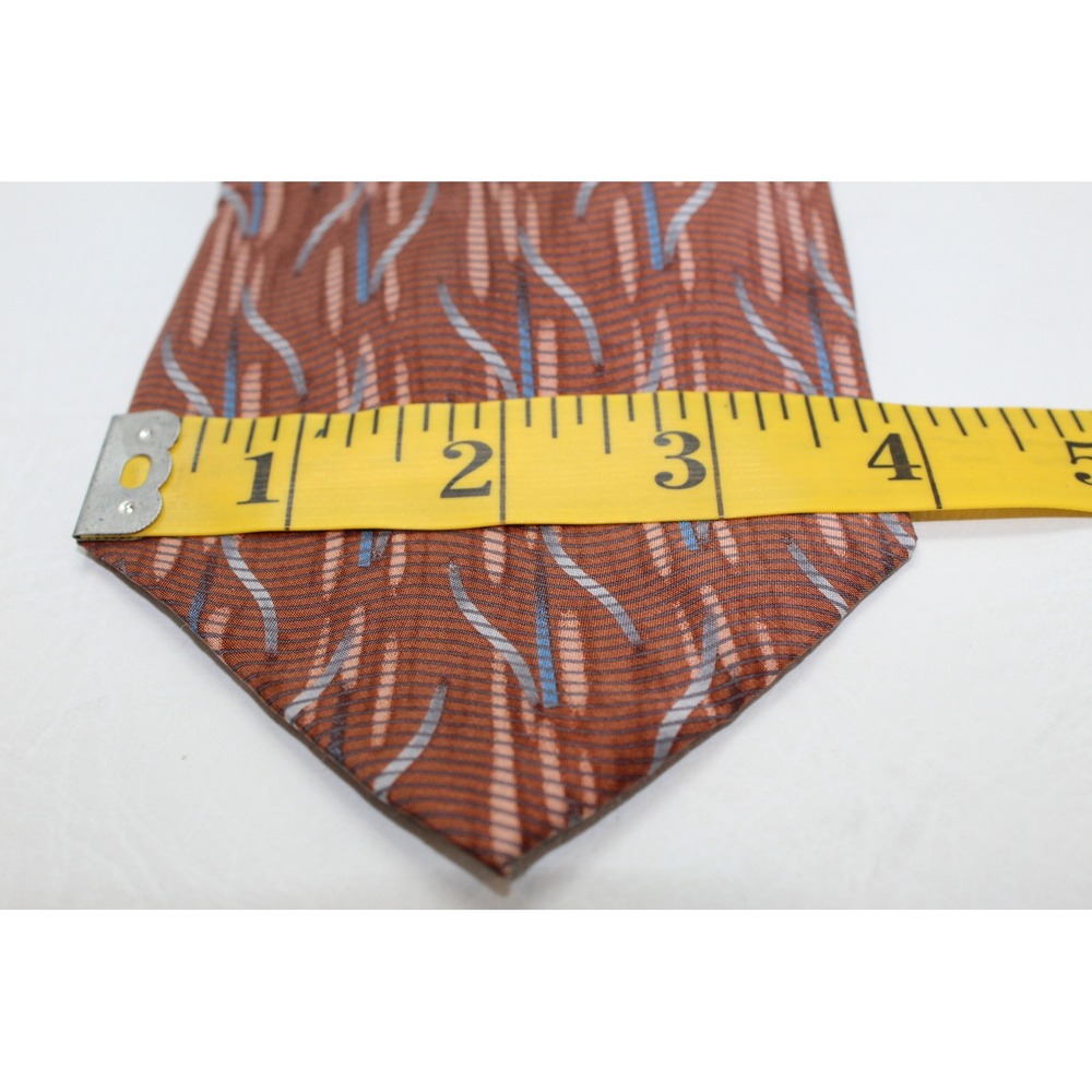 Van Heusen Mens Silk Necktie Ginger Orange Blue Geometric Abstract Pattern NEW - Picture 6 of 6